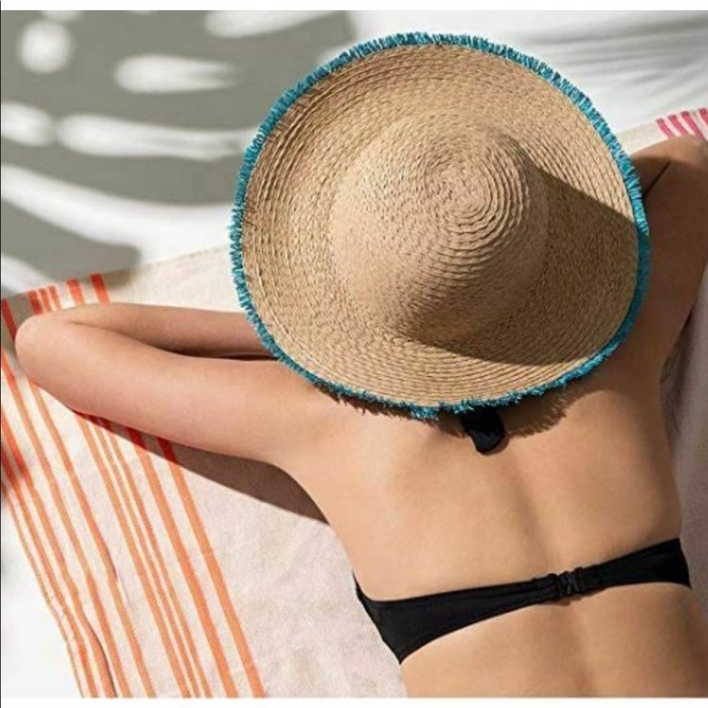 Inc Pop Fray Edge Floppy Sun Hat - Blue